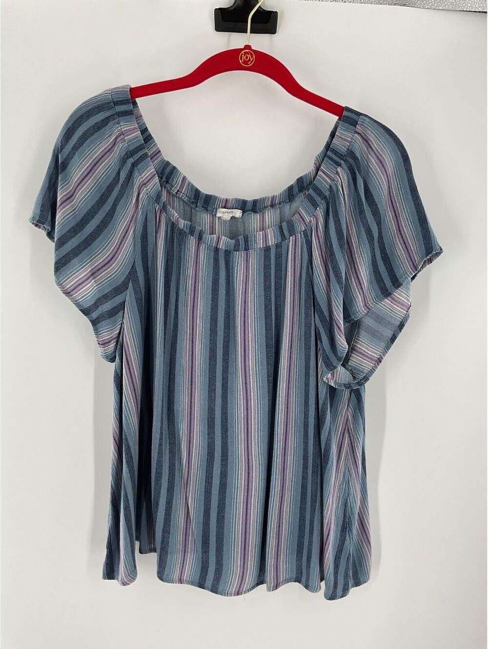 Maurices Women’s Size Large Off Shoulder Short Sleeve Striped Blouse 111